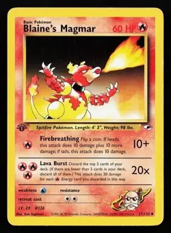 Blaine's Magmar 37/132 1st Edition Gym Heroes Pokemon Card - Image 1