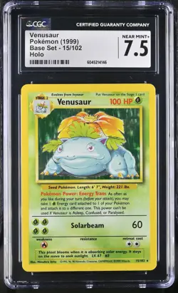 CGC 7.5 Venusaur 1999 Base Set 15/102 Holo Pokemon Card - Image 1