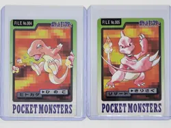 1997 Charmander & Charmeleon No.004-005 Carddass Pocket Monsters Japanese Cards - Image 1
