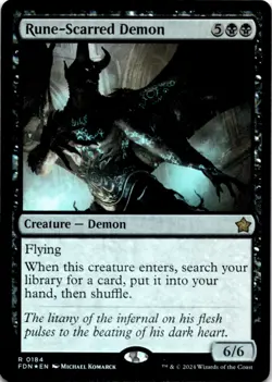 MTG Rune-Scarred Demon Foil NM Foundations Magic 184 - Image 1