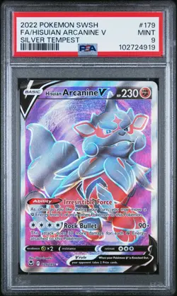 Pokemon - PSA 9 Mint - Hisuian Arcanine V 179/195 Full Art - Silver Tempest - Image 1