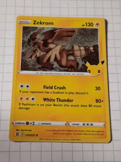 Pokemon TCG Zekrom 25th Anniversary Celebrations 010/025 Holo Holo Rare - Image 1