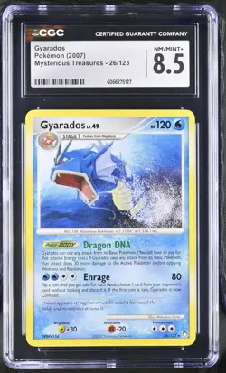 CGC 8.5 Gyarados 2007 Mysterious Treasures 26/123 Pokemon Card - Image 1