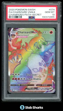 2020 POKEMON SW&SH CHAMPION'S PATH CHARIZARD VMAX HOLO FULL ART SECRET PSA 10 - Image 1
