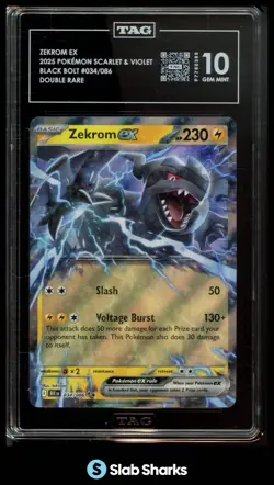 2025 POKEMON SV BLACK BOLT - BLK EN #034/086 ZEKROM EX DOUBLE RARE TAG 10 - Image 1