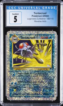 2002 POKEMON LEGENDARY COLLECTION REVERSE HOLO #66 TENTACRUEL CGC 5 - Image 1