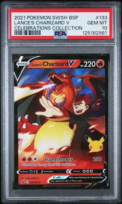 2021 POKEMON SWSH PROMO CELEBRATIONS COLLECTION LANCE'S CHARIZARD V PSA 10 - Image 1