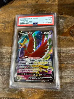 POKEMON 2022 Silver Tempest Full Art HO-OH V #187 PSA 8 RARE - Image 1