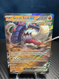 Pokemon Great Tusk ex 053/091 Paldean Fates Double Rare Holo NM - Image 1