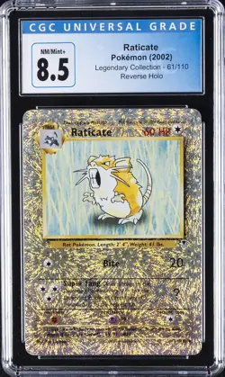 2002 POKEMON LEGENDARY COLLECTION REVERSE HOLO #61 RATICATE CGC 8.5 - Image 1