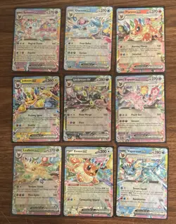 POKEMON TCG Prismatic Evolutions Full Set Of 9 EEVEELUTION EX Rainbow Cards ENG - Image 2