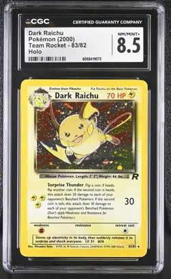 CGC 8.5 Dark Raichu 2000 Team Rocket 83/82 Holo Pokemon Card - Image 1
