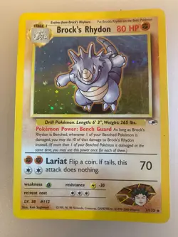 Pokemon Card - Brock's Rhydon Gym Heroes 2/132 Holo Rare - Image 1