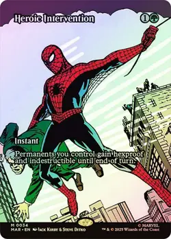 MAR Foil Borderless HEROIC INTERVENTION 1x Magic Spider-Man Marvel Universe MTG - Image 1