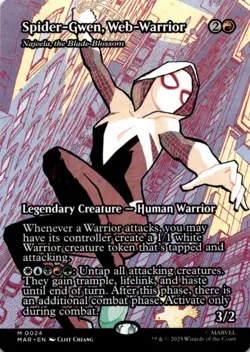 MTG Spider-Gwen, Web-Warrior - Najeela, the Blade-Blossom (Borderless) Normal NM - Image 1