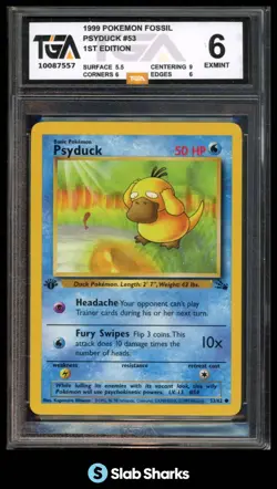 1999 POKEMON FOSSIL 1ST EDITION #53/62 PSYDUCK TGA 6 - Image 1