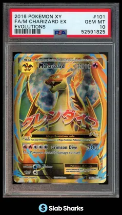2016 POKEMON XY EVOLUTIONS #101/108 MEGA CHARIZARD EX ULTRA RARE PSA 10 - Image 1