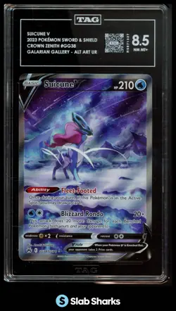 2023 POKEMON CROWN ZENITH #GG38/GG70 SUICUNE V GALARIAN GALLERY ULTRA RARE TAG 8 - Image 1