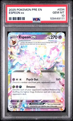 2025 POKEMON PRE EN-PRISMATIC EVOLUTIONS #034 ESPEON EX PSA 10 - Image 1