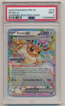 PSA 9 Pokemon Prismatic Evolutions Surprise Box Exclusive Eevee EX 075/131 MINT! - Image 1