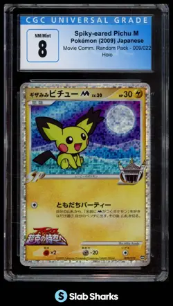 2009 POKEMON JAPANESE #009/022 SPIKY-EARED PICHU MOVIE RANDOM PACK HOLO CGC 8 - Image 1