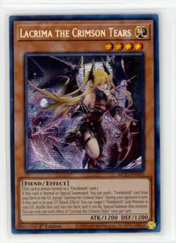 Yugioh Lacrima the Crimson Tears MP25-EN100 Prismatic Secret Rare 1st Edition NM - Image 1