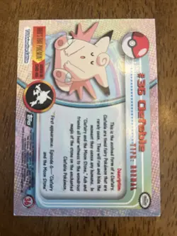 Clefable #36 - TOPPS 1999 Pokemon Card - Black Logo - Textured Flames Holo - Image 5