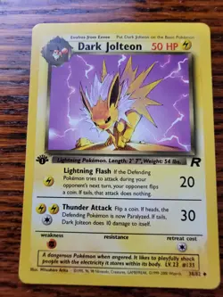 1st Edition Dark Jolteon LP Vintage 38/82 Team Rocket Pokemon Card - Image 1