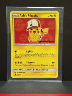 Ash's Pikachu SM109 Movie Exclusive Black Star Promo NM Pokemon Card English - Image 1