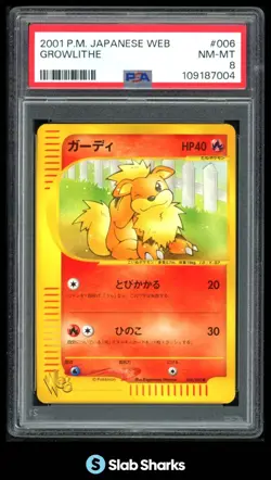 2001 POKEMON CARD WEB #006/048 GROWLITHE PSA 8 - Image 1
