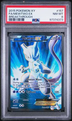 2015 POKEMON XY BREAKTHROUGH #157 FULL ART/MEWTWO EX PSA 8 - Image 1