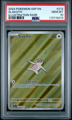2024 POKEMON SSP EN-SURGING SPARKS ILLUSTRATION RARE #212 SLAKOTH PSA 10 - Image 1