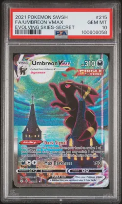 2021 POKEMON SWORD & SHIELD EVOLVING SKIES SECRET FULL ART/UMBREON VMAX PSA 10 - Image 1