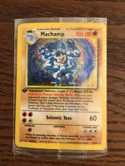 Pokemon TCG Machamp 1st Edition Holo 8/102 Rare Factory Sealed Holographic ! - Image 1