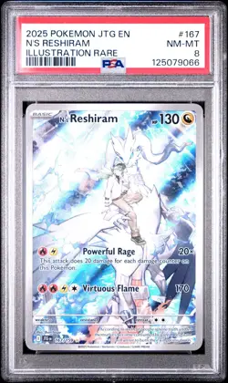 2025 POKEMON JTG EN-JOURNEY TOGETHER ILLUSTRATION RARE #167 N'S RESHIRAM PSA 8 - Image 1