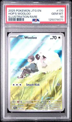 2025 POKEMON JTG EN-JOURNEY TOGETHER ILLUSTRATION RARE #170 HOP'S WOOLOO PSA 10 - Image 1