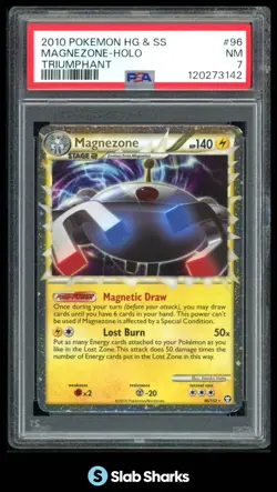 2010 POKEMON HEARTGOLD SOULSILVER TRIUMPHANT #96/102 MAGNEZONE ULTRA RARE PSA 7 - Image 1