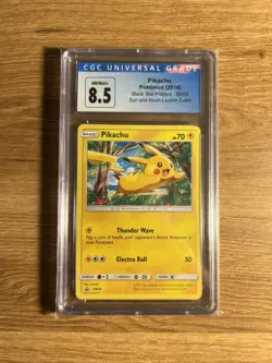 CGC 8.5 Pikachu SM04 S&M Launch Event Black Star PROMO Pokemon Card MINT - Image 1