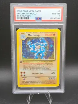 Pokemon Card 8/102 Machamp Deck Exclusives Holo Base Set English- PSA 8 NEW CERT - Image 1