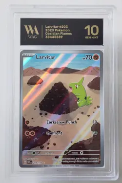 WAG Graded Gem Mint 10 Larvitar 203/197 SV03: Obsidian Flames Pokemon Card Tcg - Image 1