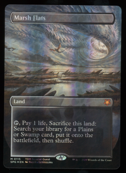 Marsh Flats - Dragonscale Foil Borderless MTG Tarkir: Dragonstorm Special Guests - Image 1