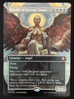 1x MTG Herald of Eternal Dawn (Borderless, Foil) - Foundations (FDN) #299 - Image 1