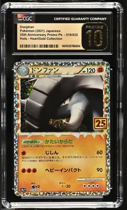 CGC 10 PRISTINE Japanese Pokemon 2021 DONPHAN HOLO 019/025 S8a-P 25TH ANV - Image 1