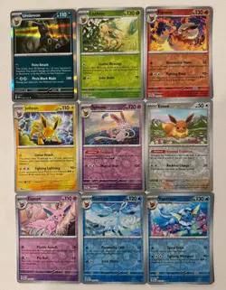 Prismatic Evolutions Complete 9 Card Eeveelution Reverse Holo Set Pokemon TCG - Image 1