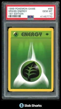 1999 POKEMON BASE SET 1ST EDITION #99/102 GRASS ENERGY PSA 10 - Image 1