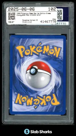 1999 POKEMON BASE SET 1ST EDITION #99/102 GRASS ENERGY PSA 10 - Image 2