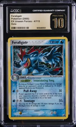 2005 POKEMON EX UNSEEN FORCES #4 FERALIGATR HOLO CGC 10 PRISTINE - Image 1