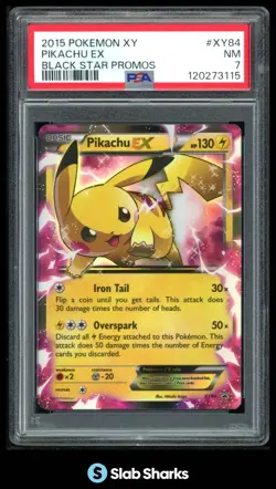 2015 POKEMON XY PROMOS #XY84 PIKACHU EX BLACK STAR PROMO PSA 7 - Image 1