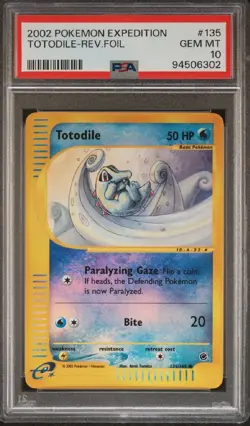 2002 Pokemon Expedition Totodile Rev Foil #135 Gem Mint PSA 10 POP 6! - Image 1