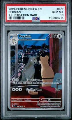 2024 POKEMON SFA EN-SHROUDED FABLE ILLUSTRATION RARE #078 PERSIAN PSA 10 - Image 1